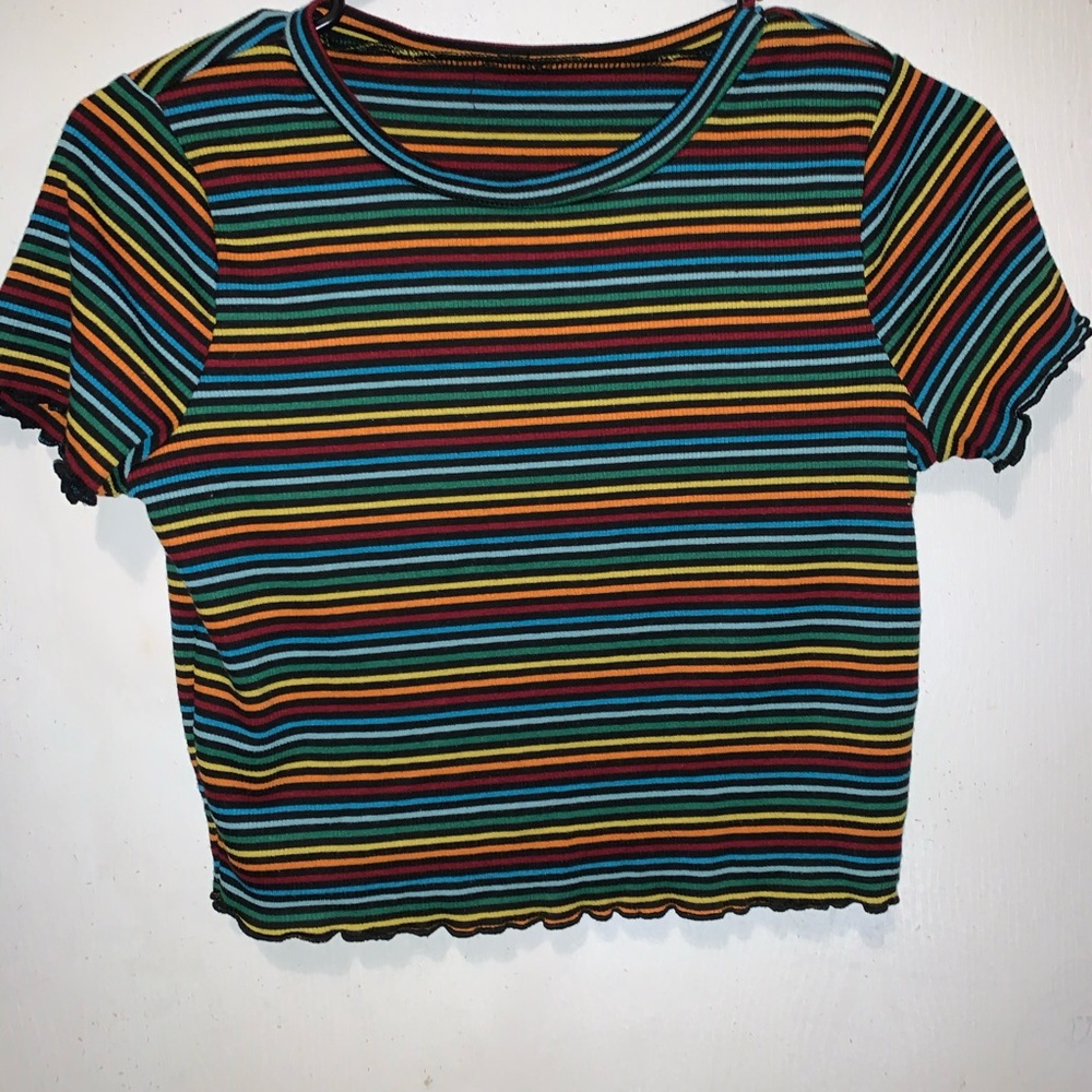 Cropped rainbow tee